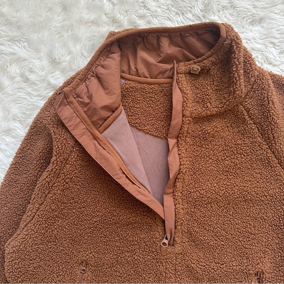 Daily Drills Jacket Cozy Quarter Zip Teddy Fleece Pullover Oak Brown Sz XS/S - Picture 6 of 12
